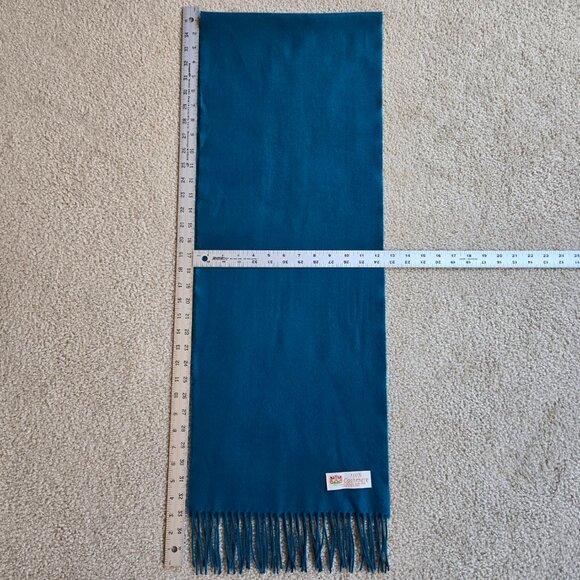 Cashmere Woven Scarf Made in England Blue Teal - Picture 2 of 5